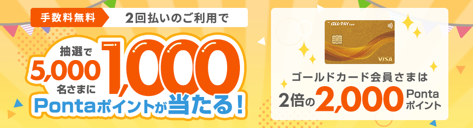 手数料無料の2回払いでお買い物！2回払いご利用キャンペーン