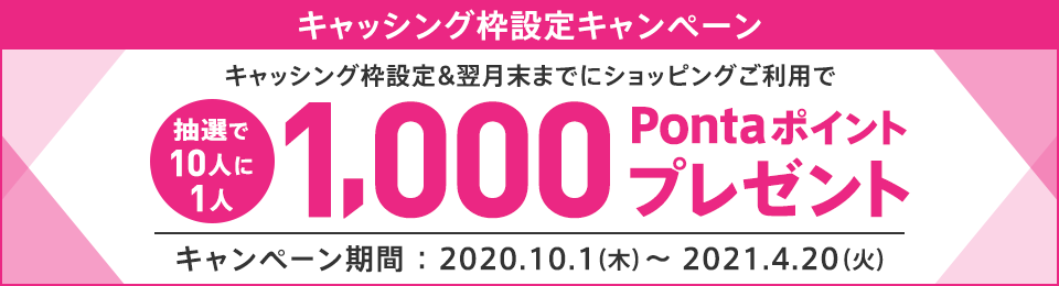 キャッシング枠設定&ショッピングご利用で1,000Pontaポイントプレゼント！