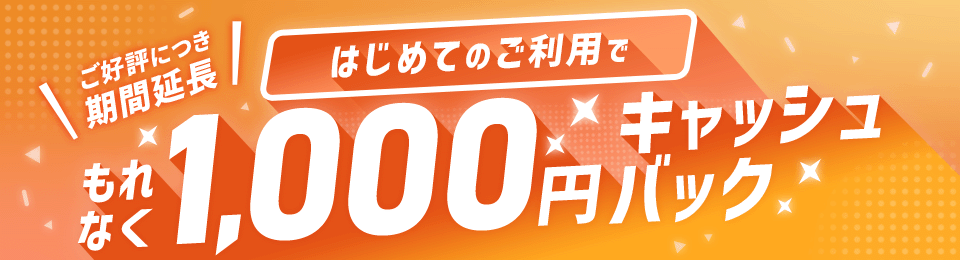 ご好評につき期間延長！キャッシング月々返済（カードローン）はじめての利用でキャッシュバックキャンペーン