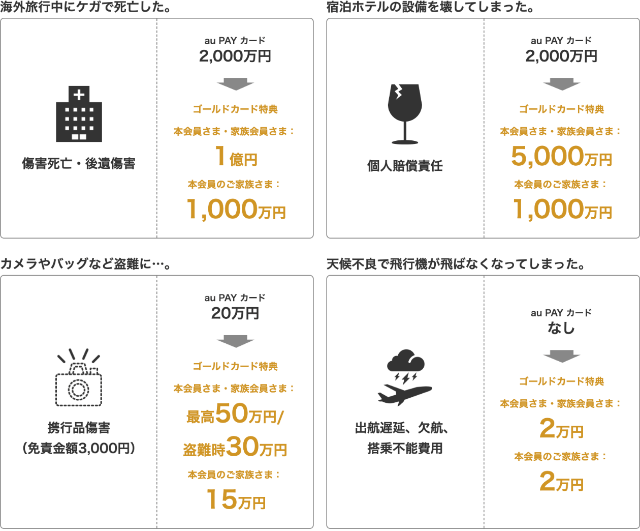 海外旅行あんしん保険 補償例