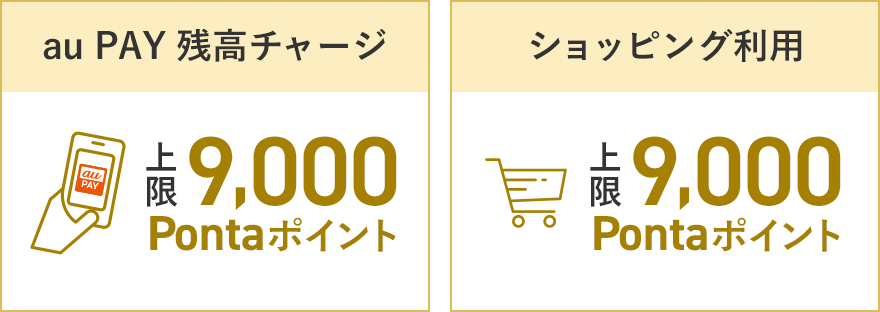 au PAY 残高チャージ 上限9,000Pontaポイント ショッピング利用 上限9,000Pontaポイント