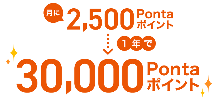 月に2,500Pontaポイント、1年で30,000Pontaポイント