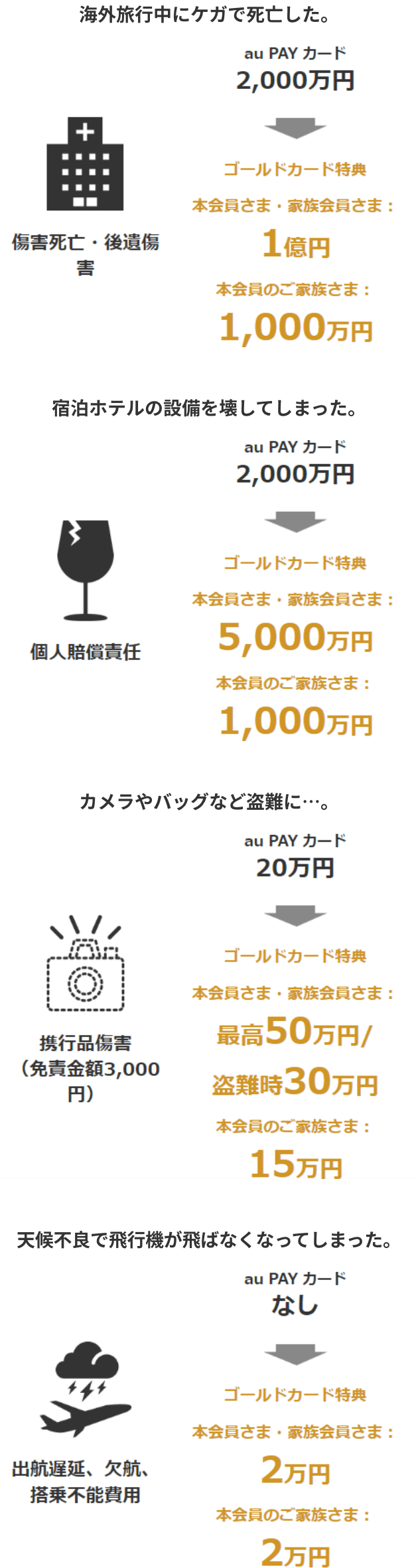 海外旅行あんしん保険 補償例