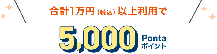 合計1万円（税込）以上利用で5,000Pontaポイント