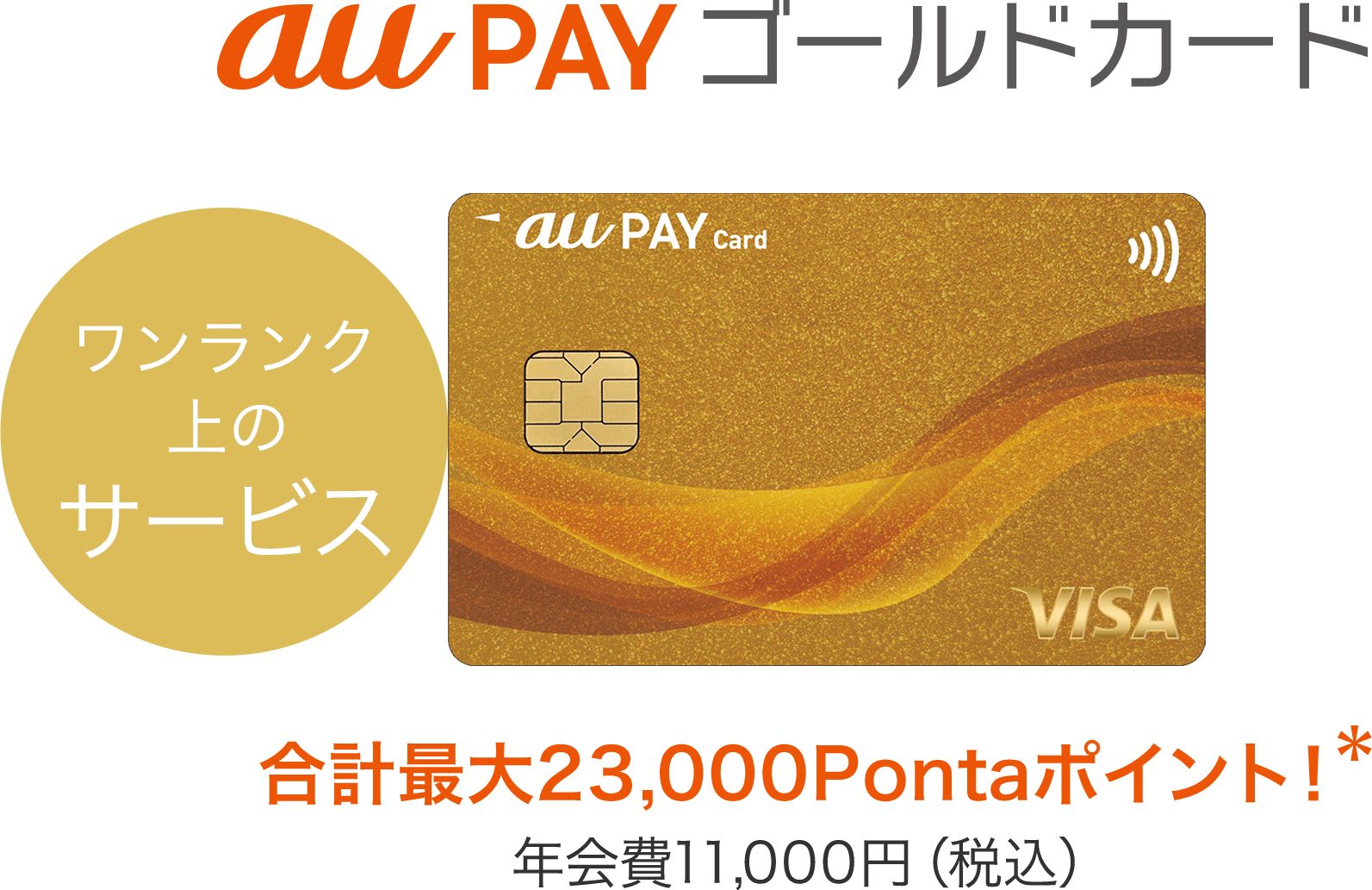 au PAY ゴールドカード ワンランク上のサービス 合計最大23,000Pontaポイント！ 年会費11,000円（税込）
