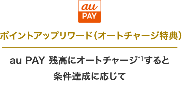 ポイントアップリワード（オートチャージ特典）au PAY 残高にオートチャージ*1すると条件達成に応じて