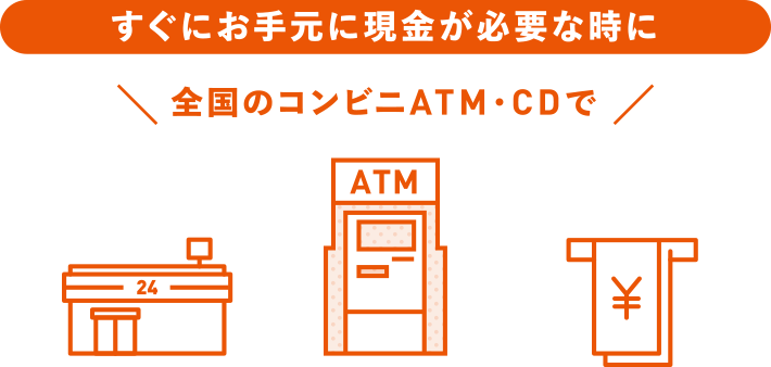 すぐにお手元に現金が必要な時に 全国のコンビニATM・CDで