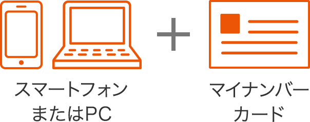 スマートフォンまたはPC + マイナンバーカード